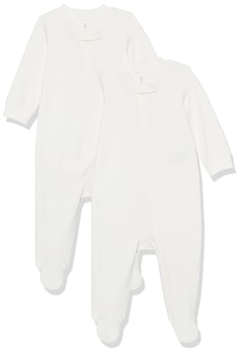 Amazon Essentials Unisex Baby Strampler mit Füßen aus Bio-Baumwolle (zuvor Amazon Aware), 2er-Pack, Elfenbein, 3-6 Monate von Amazon Essentials