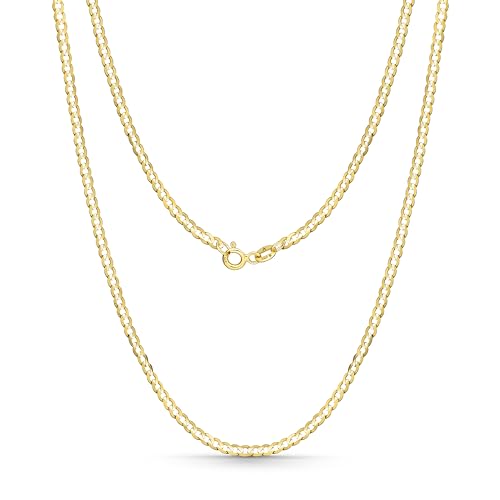 Amberta Allure Damen Panzerkette 9K Gold Halskette: 2 mm 9K Goldkette Damen 50 cm von Amberta