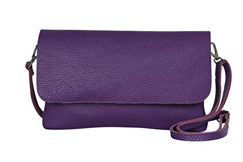 AmbraModa GLX11 - Crossbodytas, Clutch, telefoontas van echt leer met afneembaar en verstelbare schouderriem, passend voor mobiele telefoons en tablets tot 7 inch (Violett) von AMBRA Moda