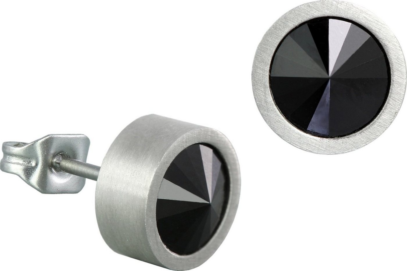 Amello Paar Ohrstecker Amello Ohrringe Edelstahl Ohrstecker (Ohrstecker), Damen Ohrstecker aus Edelstahl (Stainless Steel) silberfarben, schwarz von Amello