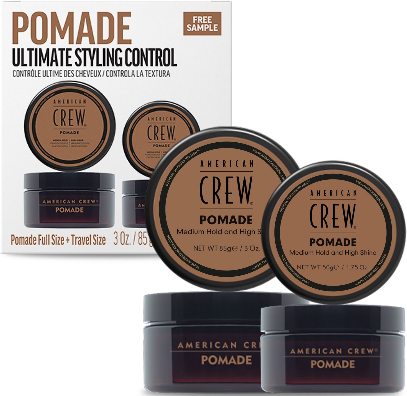 American Crew Styling-Creme Pomade Duo Styling Set - Classic Pomade 85 gr + 50 gr, Set, 2-tlg. von American Crew