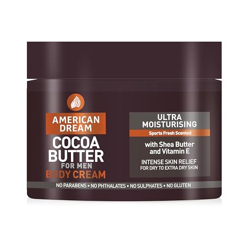 American Dream Kakaobutter Körpercreme für Herren, ultra-feuchtigkeitsspendende Körperbutter mit sportlichem frischem Duft American Dream Kakaobutter Körpercreme für Herren, ultra-feuchtigkeitsspendende Körperbutter mit sportlichem frischem Duft von American Dream