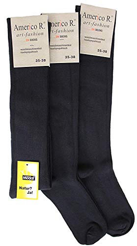 Americo R. Damen Herren Kniestrümpfe Modal 3er Pack Schwarz 35/38 von Americo R.