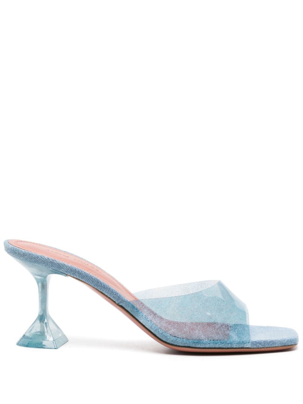 Amina Muaddi Lupita Glass Denim-Mules 70mm - Blau von Amina Muaddi