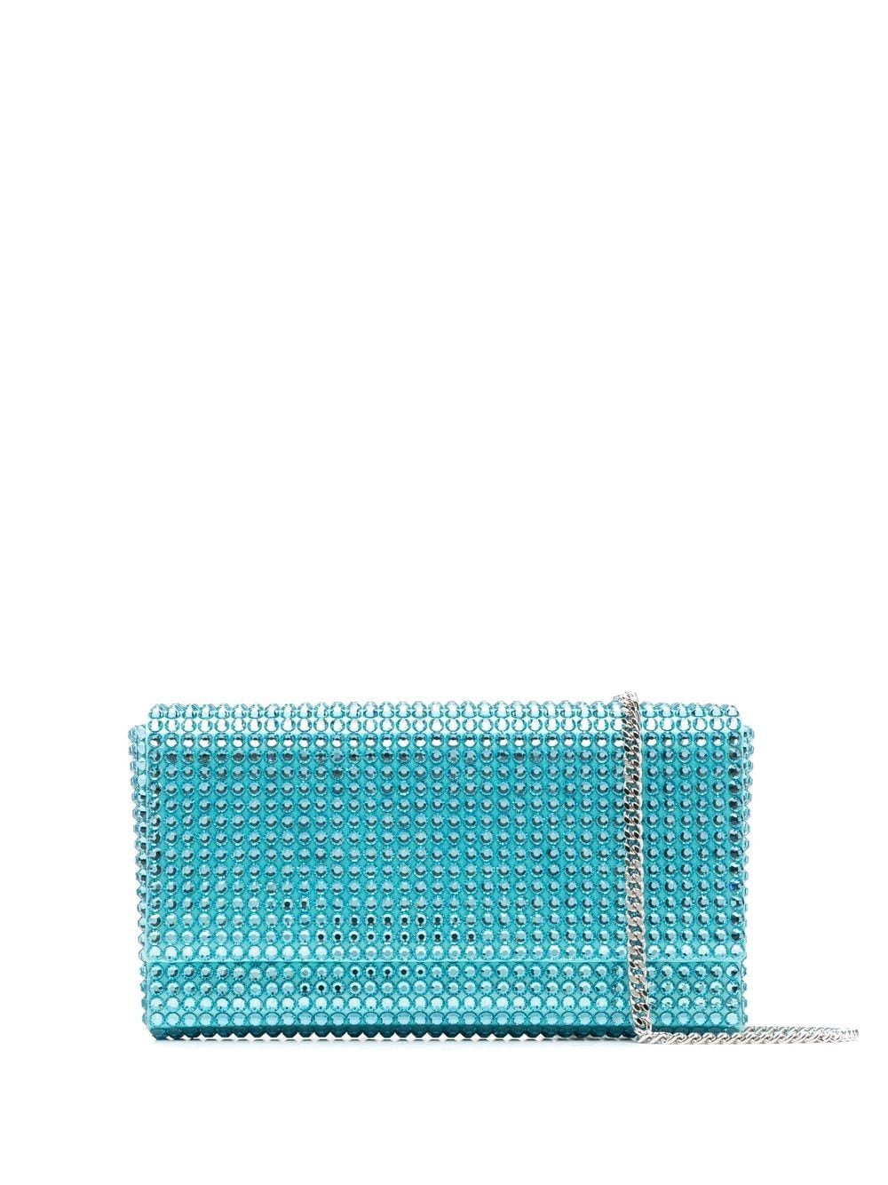 Amina Muaddi Paloma Clutch mit Kristallen - Blau von Amina Muaddi