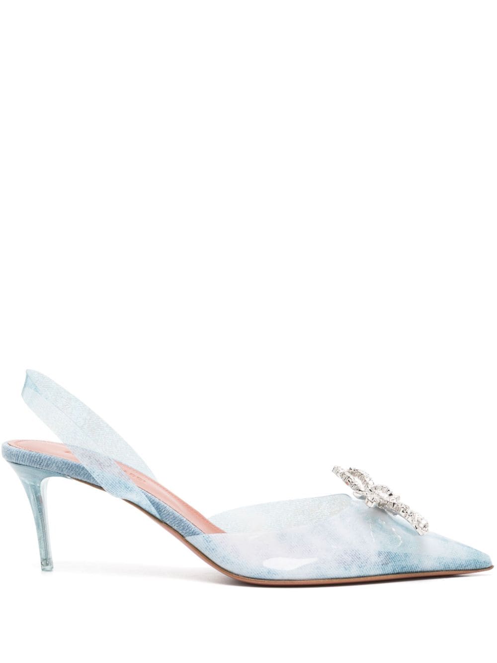 Amina Muaddi Transparente Rosie Pumps mit Glitter-Optik 60mm - Blau von Amina Muaddi