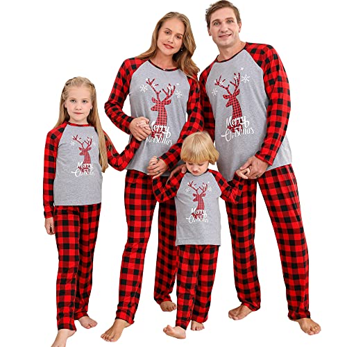 Amissz Pyjama Weihnachten Outfit Set Damen Herren Zweiteilige Lang Ärmel Schlafanzug Weihnachts Nachtwäsche von Amissz