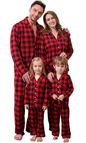 Amissz Christmas Pyjamas, Family Outfit Pyjamas, Long T-Shirt + Trousers, Christmas Pyjamas, Printed Sleepwear, Two Piece Rot für Men, 2XL von Amissz