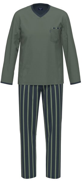 Ammann Pyjama Schlafanzug mit Brusttasche reine Bio-Baumwolle V-Ausschnitt von Ammann