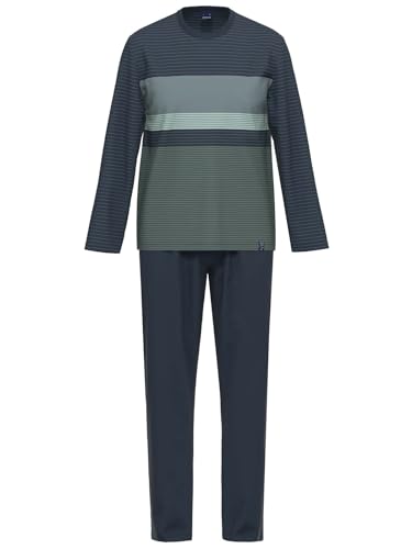 Ammann Schlafanzug Pyjama Langarm 30684 16 Marine/Oliv gestreift, Herren-Größe:106 von Ammann