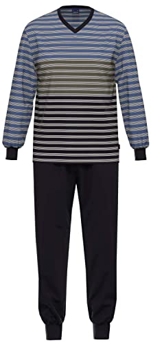 Ammann Schlafanzug Pyjama Langarm 30705 487 blau/braun/schwarz gestreift, Herren-Größe:54 von Ammann