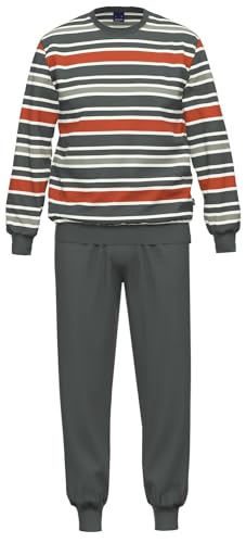 Ammann Schlafanzug Pyjama Langarm 30899 567 grau/orange gestreift, Herren-Größe:54 von Ammann