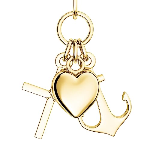 Herz Kreuz Anker Kette Gold 333 + inkl. GRATIS Luxusetui + Glaube Liebe Hoffnung Kette mit Herzchen Ankerkette Kreuzkette drei Anhänger Goldkette Gelbgold 333er Halskette FF390 GG33345 von Amoonic