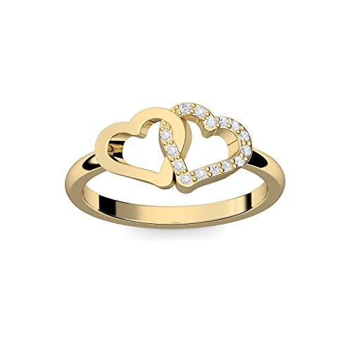 Herzring Gold Herz Ring Gold Verlobungsringe Gelbgold vergoldet Zirkonia Stein + LUXUSETUI! Goldring Ring Zirkonia wie Diamant Ringe Heiratsantrag Verlobung Geschenke Frauen FF206 VGGGZIFA58 von Amoonic