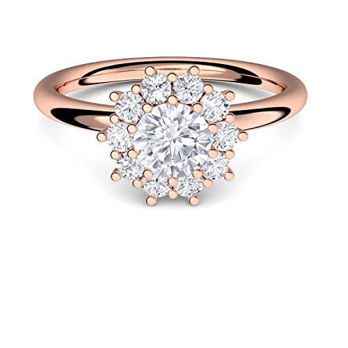 Amoonic Rosegold Ring Verlobungsringe Rosegold vergoldet Zirkonia Stein +LUXUSETUI Rosegoldring Geschenk Heiratsantrag Hochzeit Verlobung Geschenke Frauen AM48VGRSZIFAZIFA60 von Amoonic