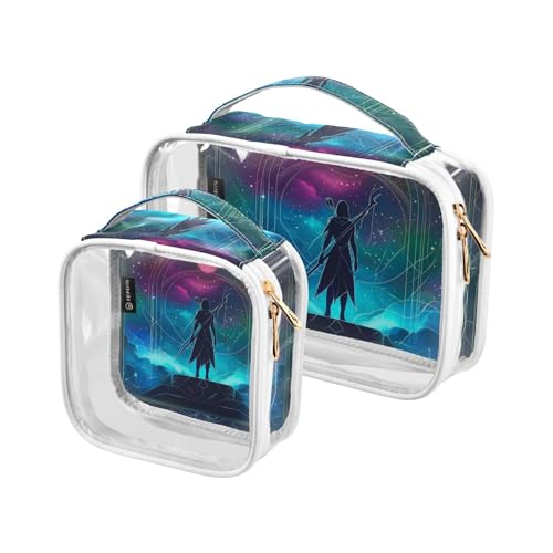 2 Stück böhmische Tarot-Astrologie Black Warrior transparente dekorative Herren-Kulturbeutel, Reisetasche, TSA-zugelassen, wasserfest, Kosmetiktaschen mit Reißverschluss, Rasierutensilien, Maquillaje, 2 Stück böhmische Tarot-Astrologie Black Warrior transparente dekorative Herren-Kulturbeutel, Reisetasche, TSA-zugelassen, wasserfest, Kosmetiktaschen mit Reißverschluss, Rasierutensilien, Maquillaje, von Amooorous