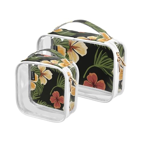 Amooorous 2 Pack Hawaii Gelbe Blumen Reen Blätter klar dekorative hängende Reise Toilettenartikel TSA genehmigt wiederverwendbare große Kosmetiktaschen für Frauen Männer Rasier-Kit maquillaje, Hawaii Amooorous 2 Pack Hawaii Gelbe Blumen Reen Blätter klar dekorative hängende Reise Toilettenartikel TSA genehmigt wiederverwendbare große Kosmetiktaschen für Frauen Männer Rasier-Kit maquillaje, Hawaii von Amooorous