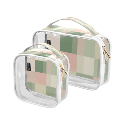 Amooorous 2 Pack Rosa Grün Platz klar dekorative Herren Kulturbeutel TSA genehmigt multifunktionale Reise Make-up Tasche Flughafen Airline Compliant de maquillaje, Rosa Grün Quadrat, 1 größe, Rosa Amooorous 2 Pack Rosa Grün Platz klar dekorative Herren Kulturbeutel TSA genehmigt multifunktionale Reise Make-up Tasche Flughafen Airline Compliant de maquillaje, Rosa Grün Quadrat, 1 größe, Rosa von Amooorous