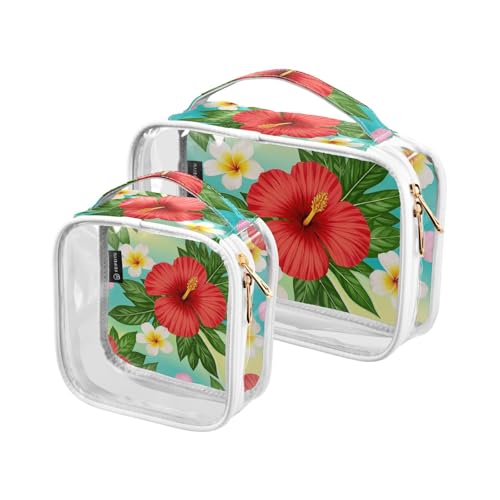 Amooorous 2 Stück Sommer Plumeria Hibiskus Blume transparent dekorative Kulturbeutel Herren TSA-zugelassen multifunktionale Kosmetik-Reisetasche für Frauen Flughafen Fluggesellschaft konform Bolsa de Amooorous 2 Stück Sommer Plumeria Hibiskus Blume transparent dekorative Kulturbeutel Herren TSA-zugelassen multifunktionale Kosmetik-Reisetasche für Frauen Flughafen Fluggesellschaft konform Bolsa de von Amooorous