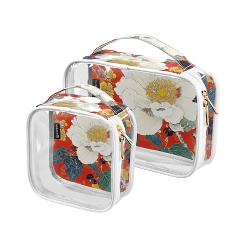 Amooorous 2 x transparente Kulturbeutel mit Reißverschluss, Blumenmotiv und Weiß, TSA-geprüft, transparente Kosmetiktaschen mit Reißverschluss, Rasierset für Herren, Maquillaje Para, Blume und Weiß, 1 Amooorous 2 x transparente Kulturbeutel mit Reißverschluss, Blumenmotiv und Weiß, TSA-geprüft, transparente Kosmetiktaschen mit Reißverschluss, Rasierset für Herren, Maquillaje Para, Blume und Weiß, 1 von Amooorous