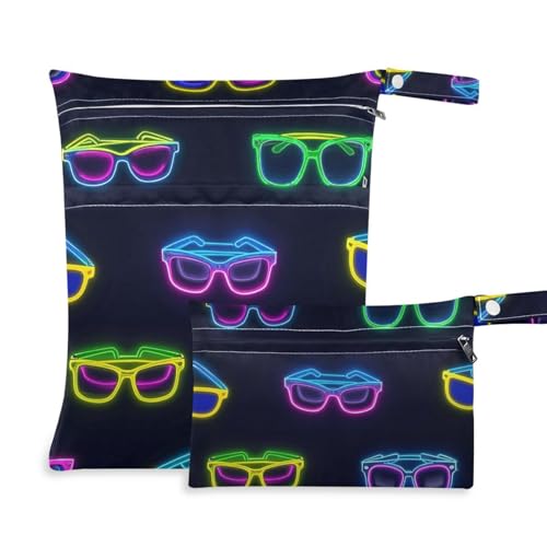Amooorous Bunte fluoreszierende Neon-Urlaubs-Sonnenbrille, wasserdicht, große Tasche für Badeanzug, mit Griffen, für Baby-Windeln, Reisen, 2 Stück Amooorous Bunte fluoreszierende Neon-Urlaubs-Sonnenbrille, wasserdicht, große Tasche für Badeanzug, mit Griffen, für Baby-Windeln, Reisen, 2 Stück von Amooorous