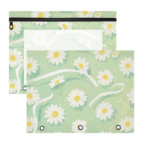 Amooorous Federmäppchen, stabile Tasche mit 3 Ringen, für A4-Papier, Briefe, 2 Stück, für Lehrer, Schule, Studenten, Lehrerbedarf, weiße Gänseblümchen Amooorous Federmäppchen, stabile Tasche mit 3 Ringen, für A4-Papier, Briefe, 2 Stück, für Lehrer, Schule, Studenten, Lehrerbedarf, weiße Gänseblümchen von Amooorous