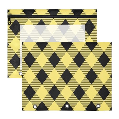 Amooorous Federmäppchen, tragbar, Stifthalter für A4-Papier, Briefe, 2 Stück, Lehrer, Klassenzimmer, Argyle, Büffel, Karo, Schottland, Gelb, Schwarz Amooorous Federmäppchen, tragbar, Stifthalter für A4-Papier, Briefe, 2 Stück, Lehrer, Klassenzimmer, Argyle, Büffel, Karo, Schottland, Gelb, Schwarz von Amooorous