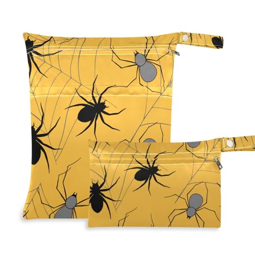 Amooorous Happy Halloween Web Spiders wasserdichte Wickeltasche, 2 Stück, nasse Tasche für Badeanzug mit Griffen für Reisen, Reisen Amooorous Happy Halloween Web Spiders wasserdichte Wickeltasche, 2 Stück, nasse Tasche für Badeanzug mit Griffen für Reisen, Reisen von Amooorous