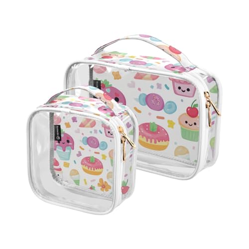 Amooorous Kulturbeutel für Herren, Motiv: Cartoon, niedlich, bunt, Eiscreme, Dessert, transparent, dekorativ, TSA-genehmigt, wiederverwendbar, Make-up-Tasche, Reiseflughafen, Fluggesellschaft, Bolsa Amooorous Kulturbeutel für Herren, Motiv: Cartoon, niedlich, bunt, Eiscreme, Dessert, transparent, dekorativ, TSA-genehmigt, wiederverwendbar, Make-up-Tasche, Reiseflughafen, Fluggesellschaft, Bolsa von Amooorous