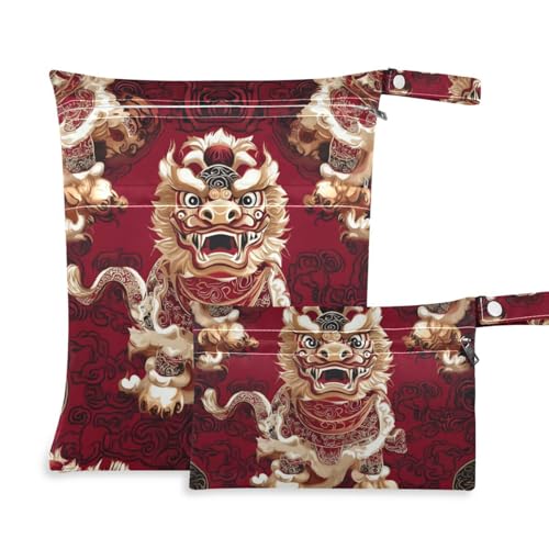 Amooorous Wickeltasche mit chinesischem rotem Cartoon-Motiv, Neujahr Löwe, 2 Stück, wichtige Gegenstände mit Griffen für Yoga, Reisen Amooorous Wickeltasche mit chinesischem rotem Cartoon-Motiv, Neujahr Löwe, 2 Stück, wichtige Gegenstände mit Griffen für Yoga, Reisen von Amooorous