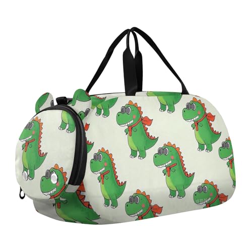 Beigefarbene Cartoon-Sonnenbrille, Dinosaurier-Silhouette, Kinder-Seesack mit Schuhfach, leichtes Handgepäck für Schule, Sport, Reisen Beigefarbene Cartoon-Sonnenbrille, Dinosaurier-Silhouette, Kinder-Seesack mit Schuhfach, leichtes Handgepäck für Schule, Sport, Reisen von Amooorous