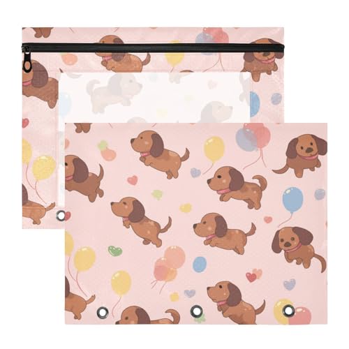 Bindertaschen, Stifthalter mit 3 Löchern, für A4-Papier, Briefe, 2 Stück, für Schüler, Studenten, Lehrerbedarf, Krone, braune Hunde, bunte Luftballons Bindertaschen, Stifthalter mit 3 Löchern, für A4-Papier, Briefe, 2 Stück, für Schüler, Studenten, Lehrerbedarf, Krone, braune Hunde, bunte Luftballons von Amooorous