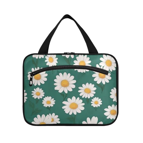 Kulturbeutel für Herren mit Haken, Motiv: weiße Gänseblümchen, mit Haken, unisex, Kulturbeutel zum Aufhängen, ideal für Rucksackreisen, Bolsas para maquillaje de Mujer L Kulturbeutel für Herren mit Haken, Motiv: weiße Gänseblümchen, mit Haken, unisex, Kulturbeutel zum Aufhängen, ideal für Rucksackreisen, Bolsas para maquillaje de Mujer L von Amooorous