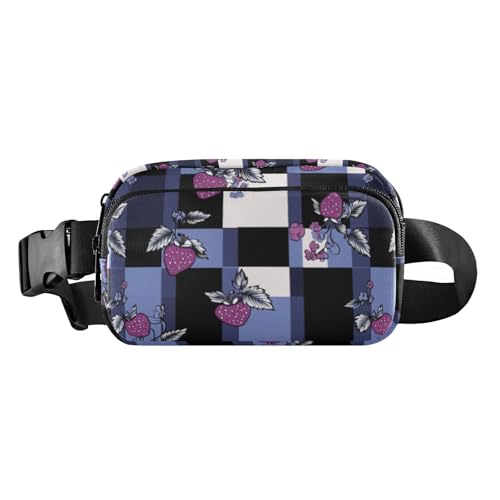 Stylische Gürteltasche für Damen und Herren mit Erdbeermuster, vielseitig einsetzbar, mit verstellbarem Gurt, für Workout, Laufen, Wandern, Violett Stylische Gürteltasche für Damen und Herren mit Erdbeermuster, vielseitig einsetzbar, mit verstellbarem Gurt, für Workout, Laufen, Wandern, Violett von Amooorous