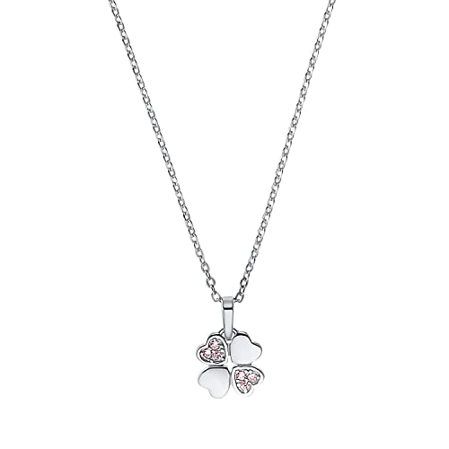 Amor Kette mit Anhänger 925 Sterling Silber Mädchen Kinder Halsschmuck, mit Zirkonia synth., 35+3 cm, Silber, Kleeblatt, Kommt in Schmuck Geschenk Box, 2021273 von Amor