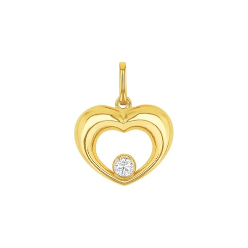 Amor Motivanhänger Damen Anhänger, mit Zirkonia synth., 2,2 cm, Gold, Herz, Kommt in Schmuck Geschenk Box, 9979479 von Amor