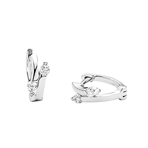 Amor Creolen 925 Sterling Silber Damen Ohrschmuck, mit Zirkonia synth., 1,2 cm, Silber, Kommt in Schmuck Geschenk Box, 9131617 von Amor