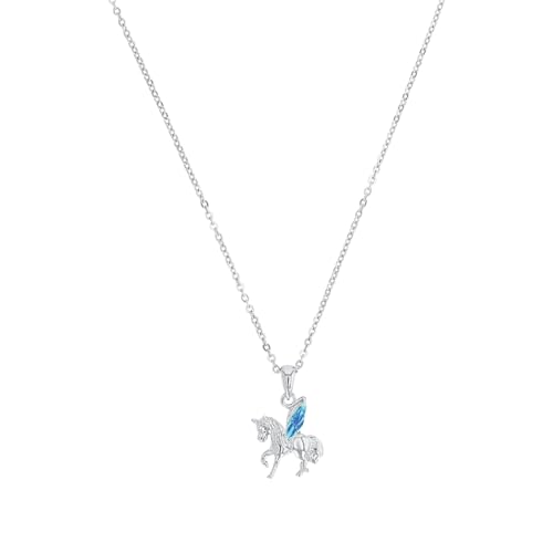 Amor Kette mit Anhänger 925 Sterling Silber Mädchen Kinder Halsschmuck, 35+3 cm, Blau, Einhorn, Kommt in Schmuck Geschenk Box, 2021272 von Amor