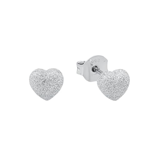 Amor Ohrstecker 925 Sterling Silber Mädchen Kinder Ohrschmuck, 0,6 cm, Silber, Herz, Kommt in Schmuck Geschenk Box, 9526956 von Amor