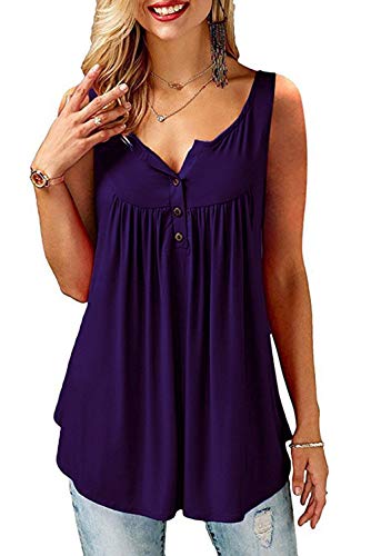 Amoretu Damen Tops Ärmellos Schulterfrei Oberteil V Ausschnnitt Tshirt Sommer Tunika Bluse Asymmetrisch Violett S von Amoretu