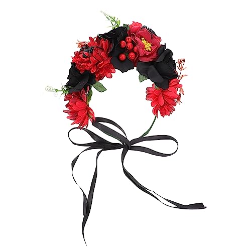 Amosfun 1 Stück Halloween-Kranz Haarkranz Festival-Stirnband Tag Der Toten Haar-Accessoires Halloween-Blumen-Stirnband Haarschmuck Damen-Stirnband Schwarze Tiara Schwarze von Amosfun