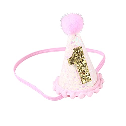 Amosfun 1Stk funkelnde Babymütze Baby-Mädchen-Geschenk partyhüte haarschmuck rosa Haarschmuck Hüte für Kinder Glitzer-Geburtstagsmütze für Babys Plüschball-Geburtstagsmütze Hut von Amosfun