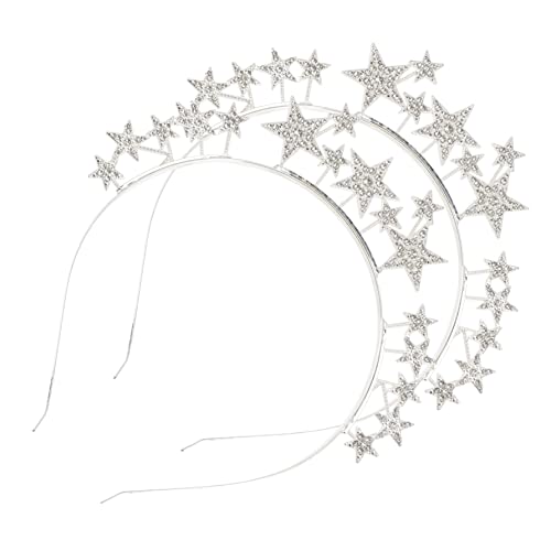 Amosfun 2st Sterne Stirnband Kopfbedeckungen Aus Kristall Neues Jahr Stirnband Glitzernde Strass-stirnband Stern Haarband Feiertagsparty Liefert Weihnachtshaarreifen Legierung Krone Braut von Amosfun