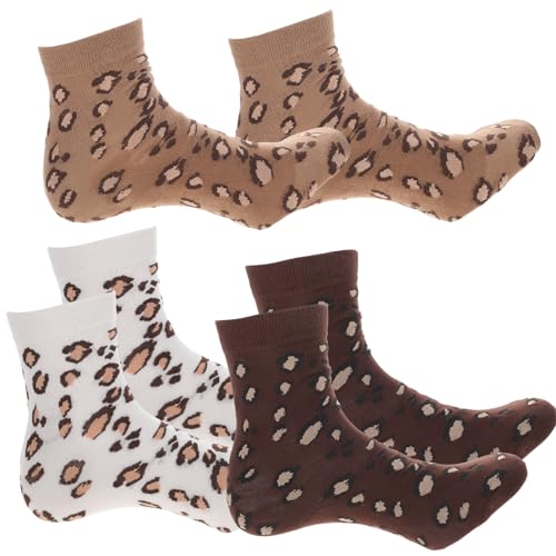 Amosfun 3 Pairs Autumn Winter Warm Stockings Leopard Centre Tube Socks Thick Socks for Girls Women braun, Khaki, Beige, 1 Pair Each Party Decoration von Amosfun