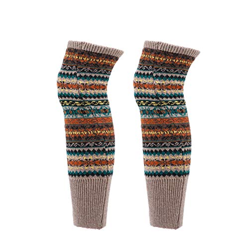 Amosfun Lange Beinlinge Wolle Stricken Beinwärmer Stiefel Wärmer Winter Warme Stiefelsocken Kniehohe Gestrickte Beinwärmer Socken für Frauen Khaki von Amosfun