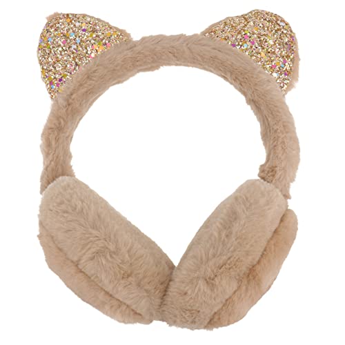 Amosfun Ohrenschützer Kinder Tier Ohrenschützer Glitter Pailletten Gemütliche Katze Ohr Geformt Ohr W?rmer Abdeckung K?tzchen Cosplay Stirnband Headwear für M? Kinder Khaki Ohrenwärmer von Amosfun