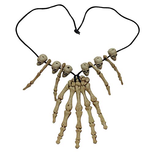 Amosfun Vintage schädel Skelett Hand Knochen anhänger Halskette für Cosplay Halloween Fancy Party Dress up kostüm zubehör von Amosfun