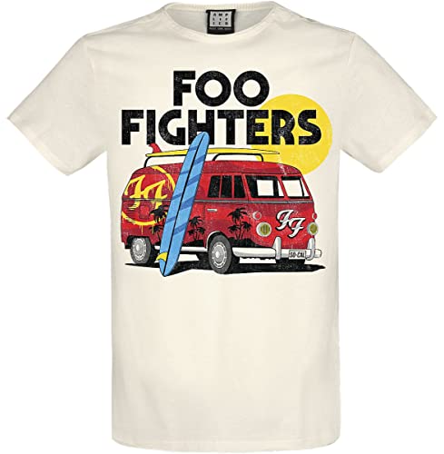 Foo Fighters Amplified Kollektion – Camper Van Herren T-Shirt Creme XXL 100% Baumwolle Regular von Amplified