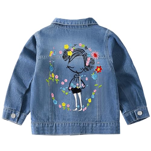 Amur Leopard Baby Mädchen Jeansjacke Süß Kinder Frühling Herbst Jacke Baumwolle Denim Jacke, Blau, 1-2 Jahre, Etikettengröße 90 von Amur Leopard