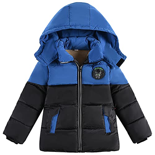 Amur Leopard Jungen Winterjacke mit Abnehmbare Kapuze Kinder Mädchen Wintermantel Warm Winddicht Gepolsterte Winter Jacke Steppjacke Outdoorjacke, Blau, 92-98 von Amur Leopard